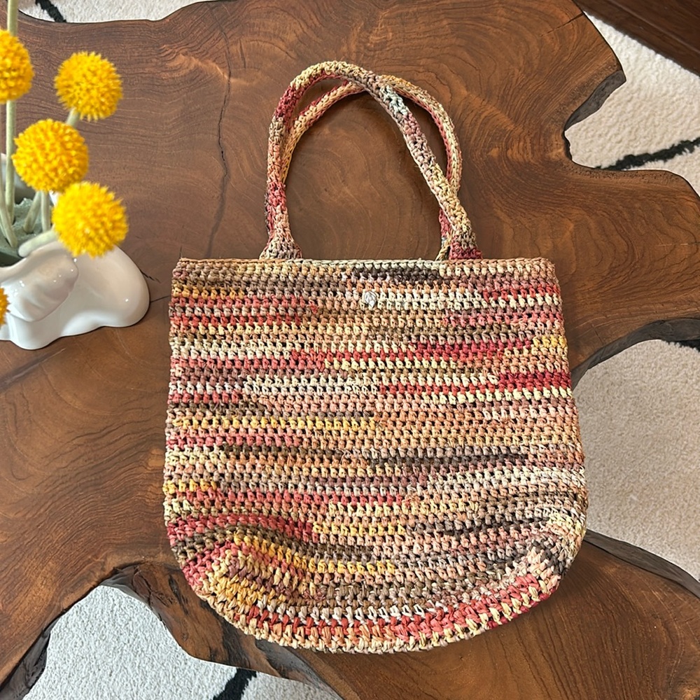 Helen Kaminski Multi-Color Woven Raffia Small Tote Too Handle Bag